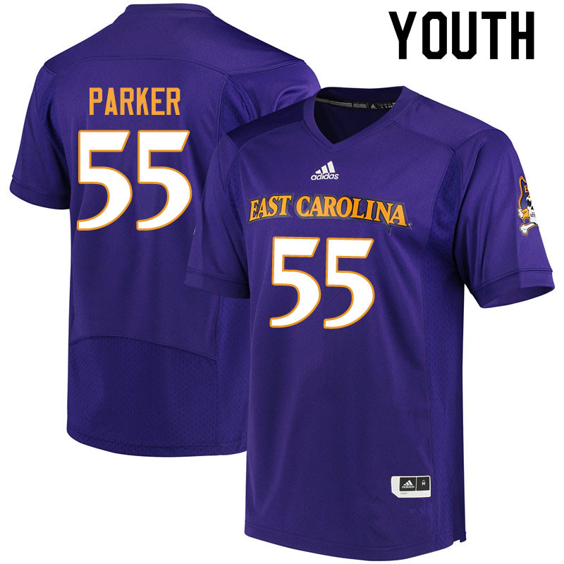 Youth #55 Heath Parker ECU Pirates College Football Jerseys Sale-Purple - Click Image to Close